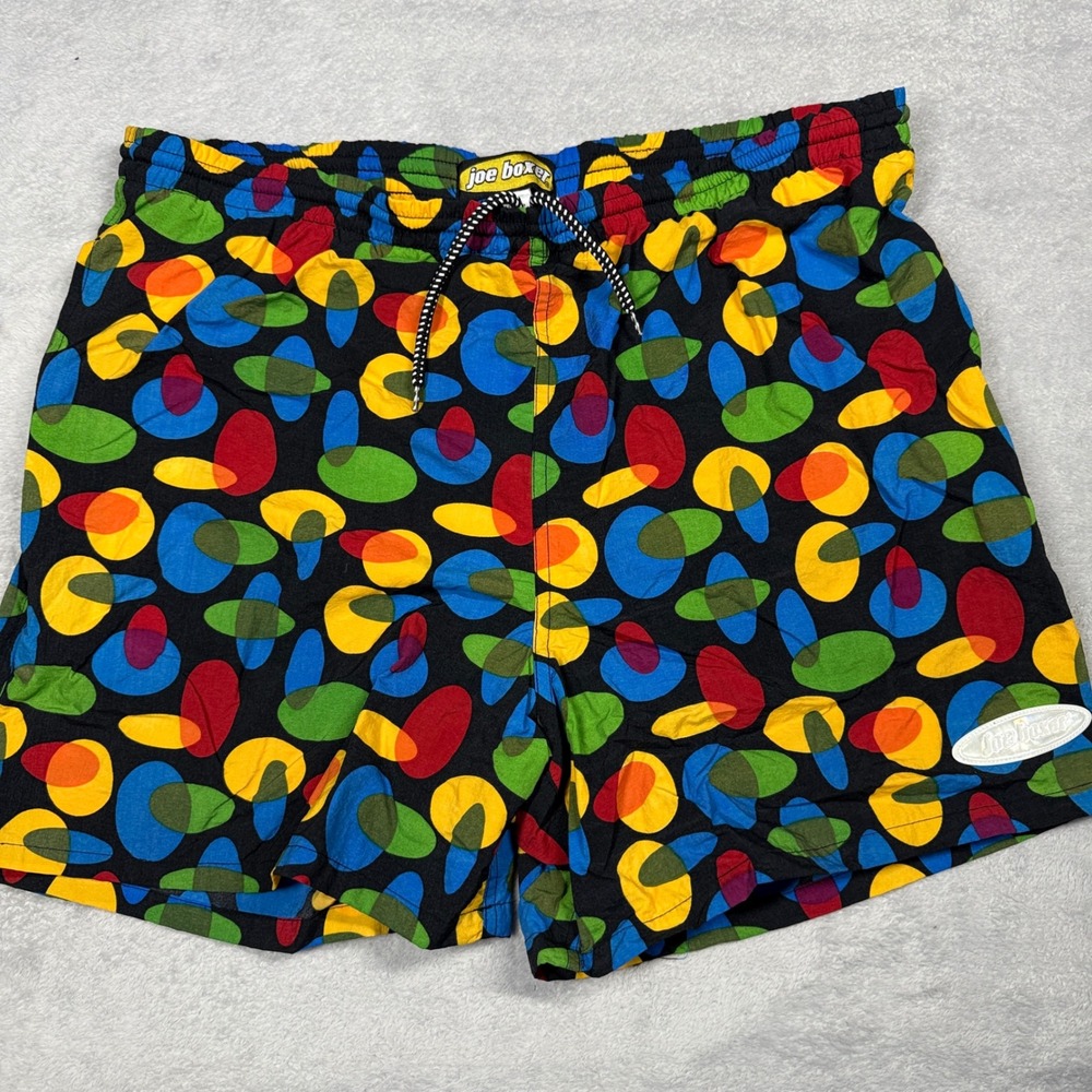 Joe Boxer Swim Trunks Mens Large Multicolor Geometric Print Mesh Lined Shorts